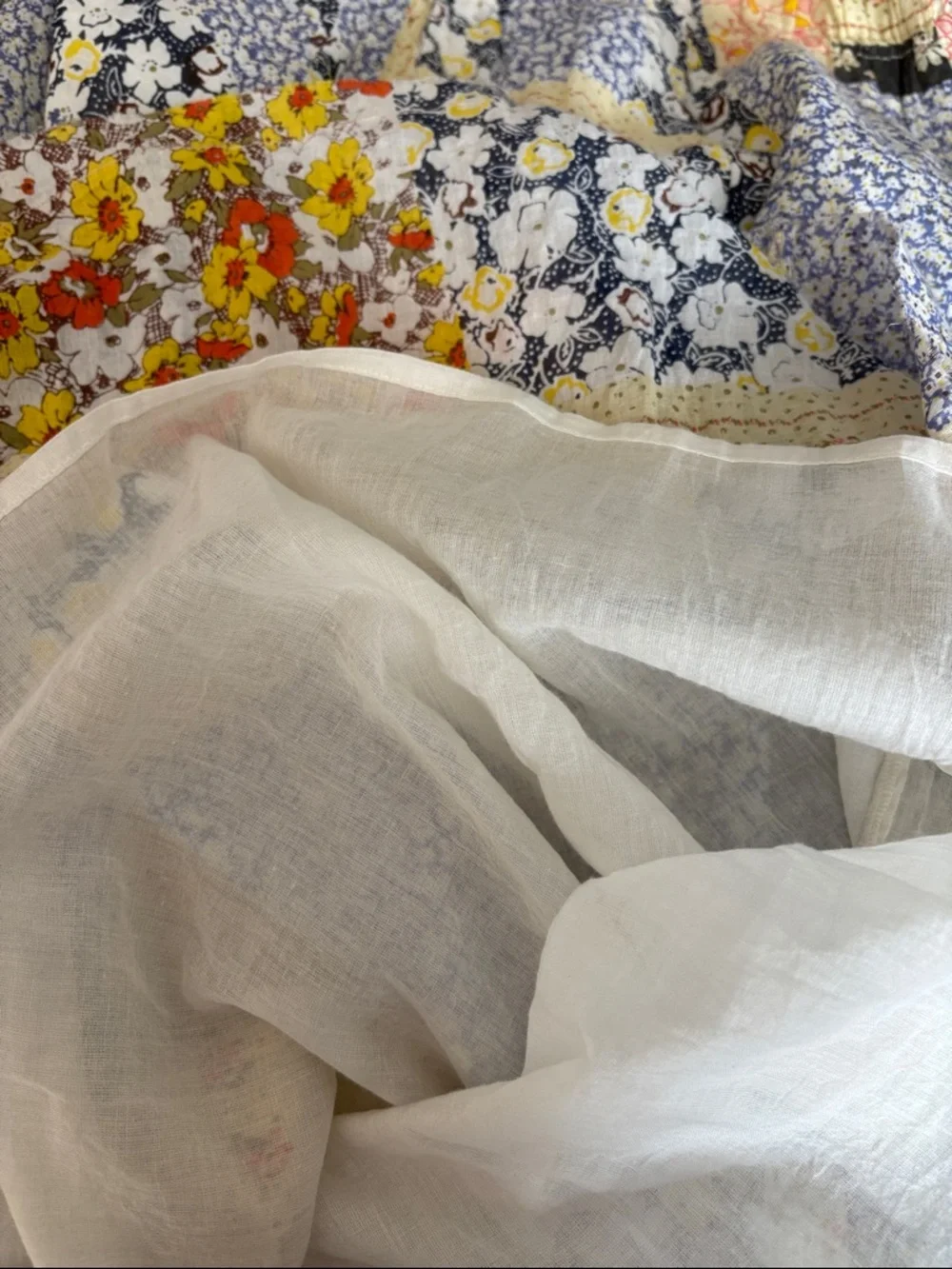 Natural Life Mix It Up Patchwork Floral Maxi Skirt in Blue, White & yellow. L/XL - Picture 6 of 9